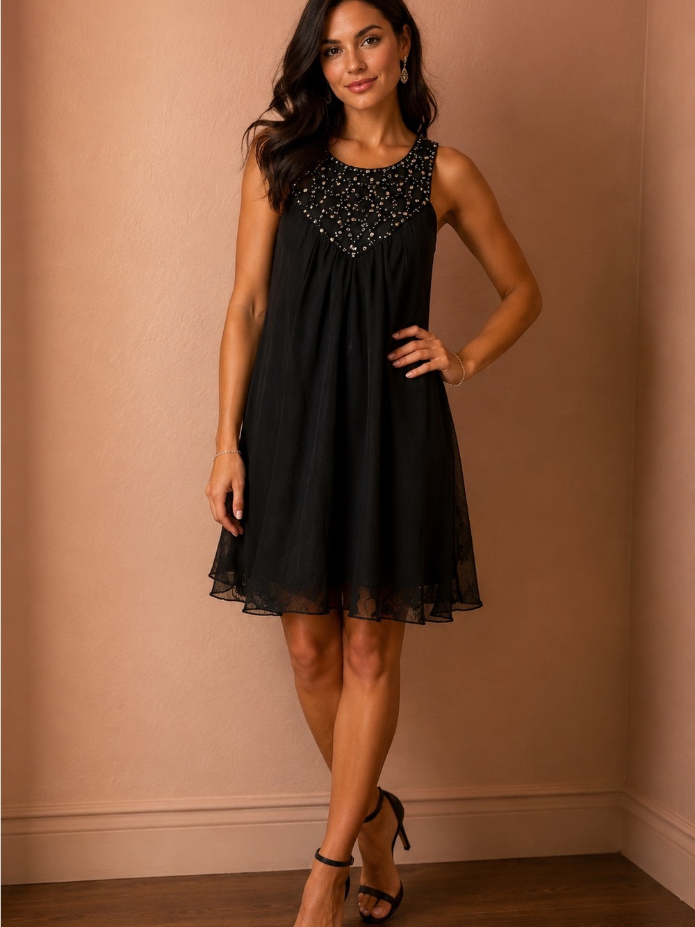Elegant Black Sleeveless Women’s Dress
